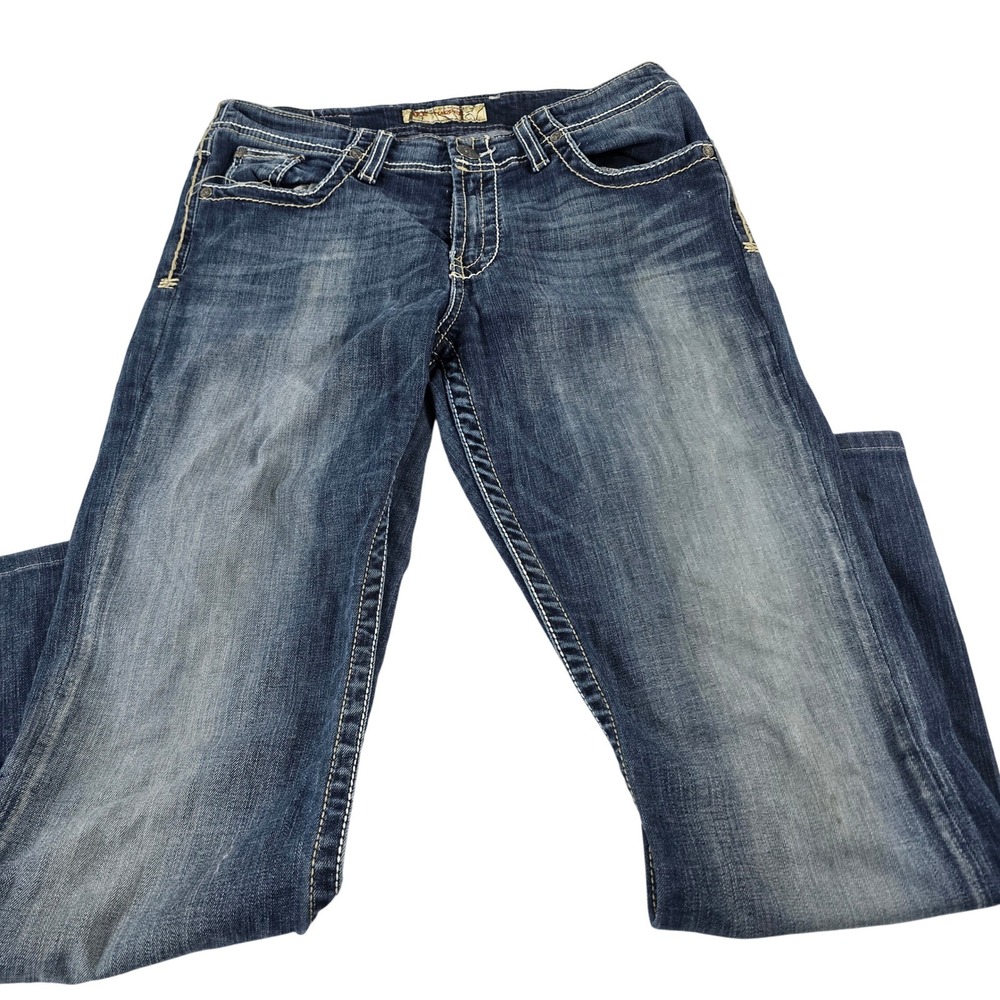 BKE Harper Bootcut Jeans Womens 29x31.5 Dark Wash Contrast Stitch BK11152R